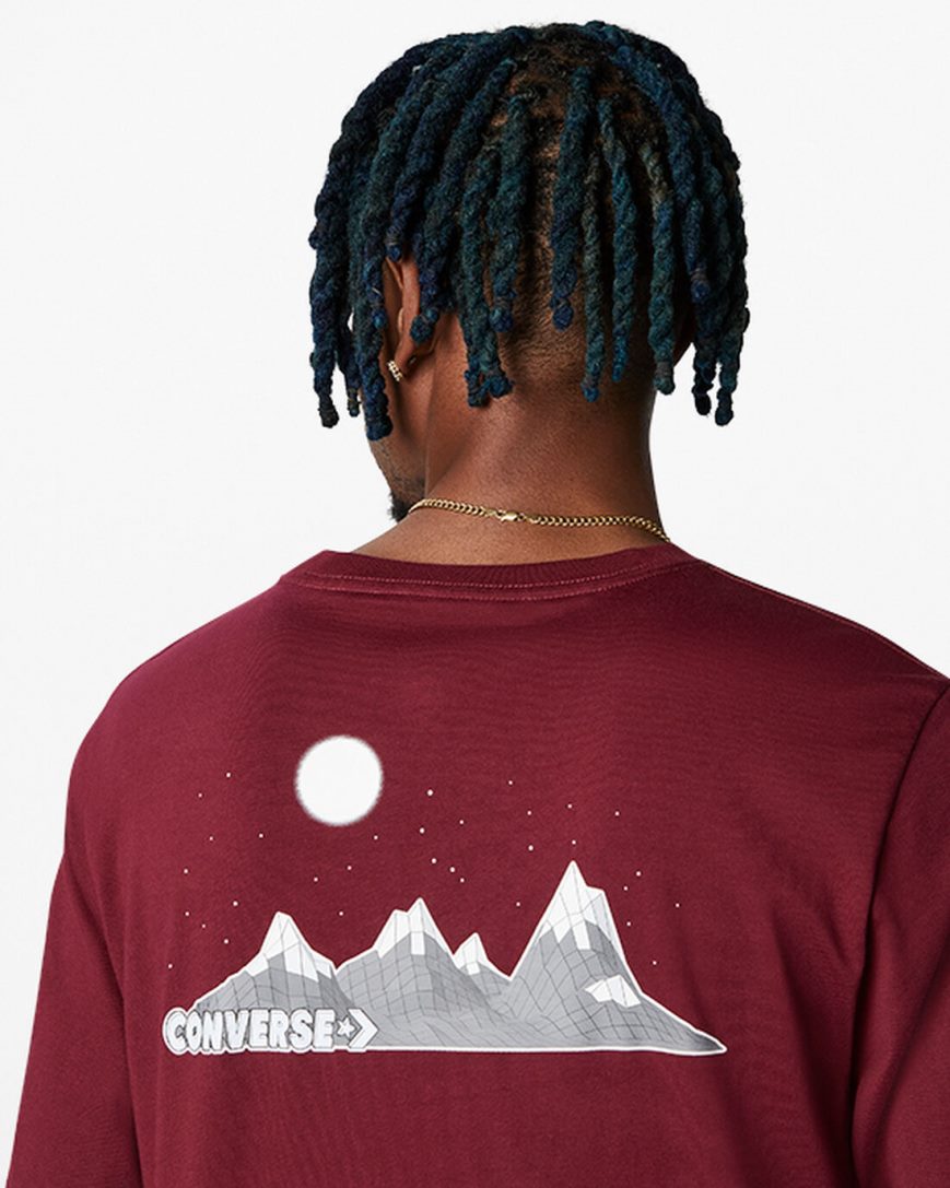 Men's Converse Moon Mountain Graphic T-Shirts Dark Red | AU 51C43L